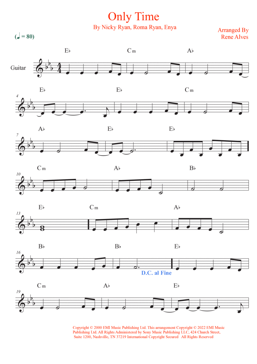 Only Time Electric Guitar scores gallery preview page 1