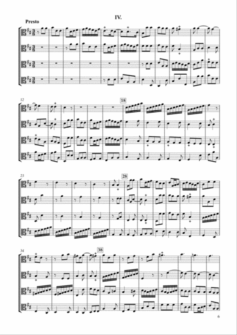 Sonata Op.34-4 for Four Violas Viola Solo scores gallery preview page 6