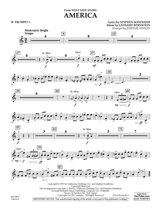 Book cover for America (from West Side Story) (arr. Vinson) - Bb Trumpet 1