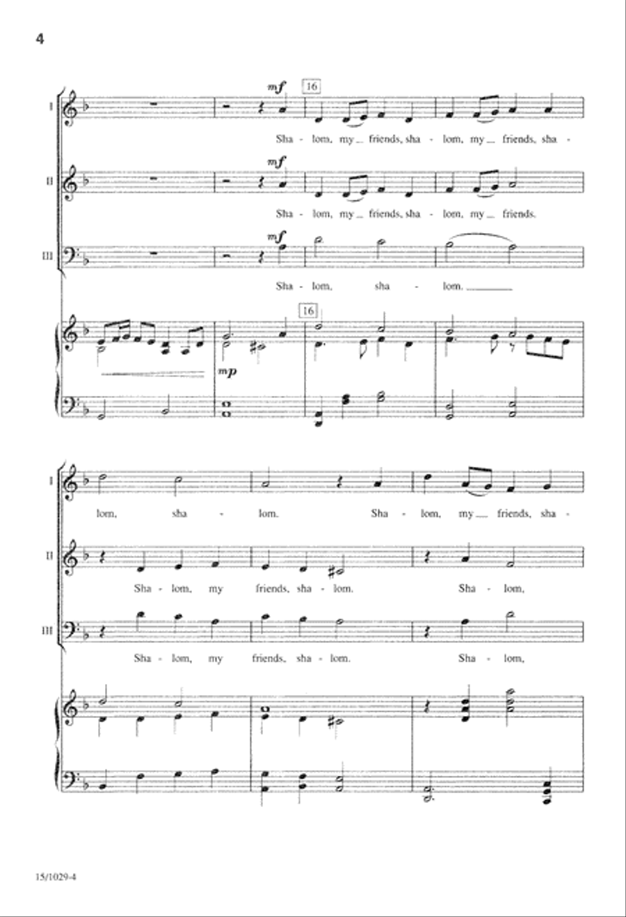 Shalom, My Friends Shalom, My Friends 3-Part scores gallery preview page 4