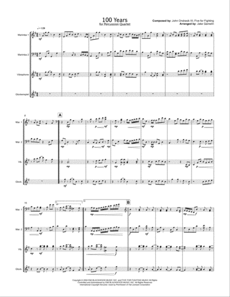 100 Years Percussion Ensemble scores gallery preview page 1