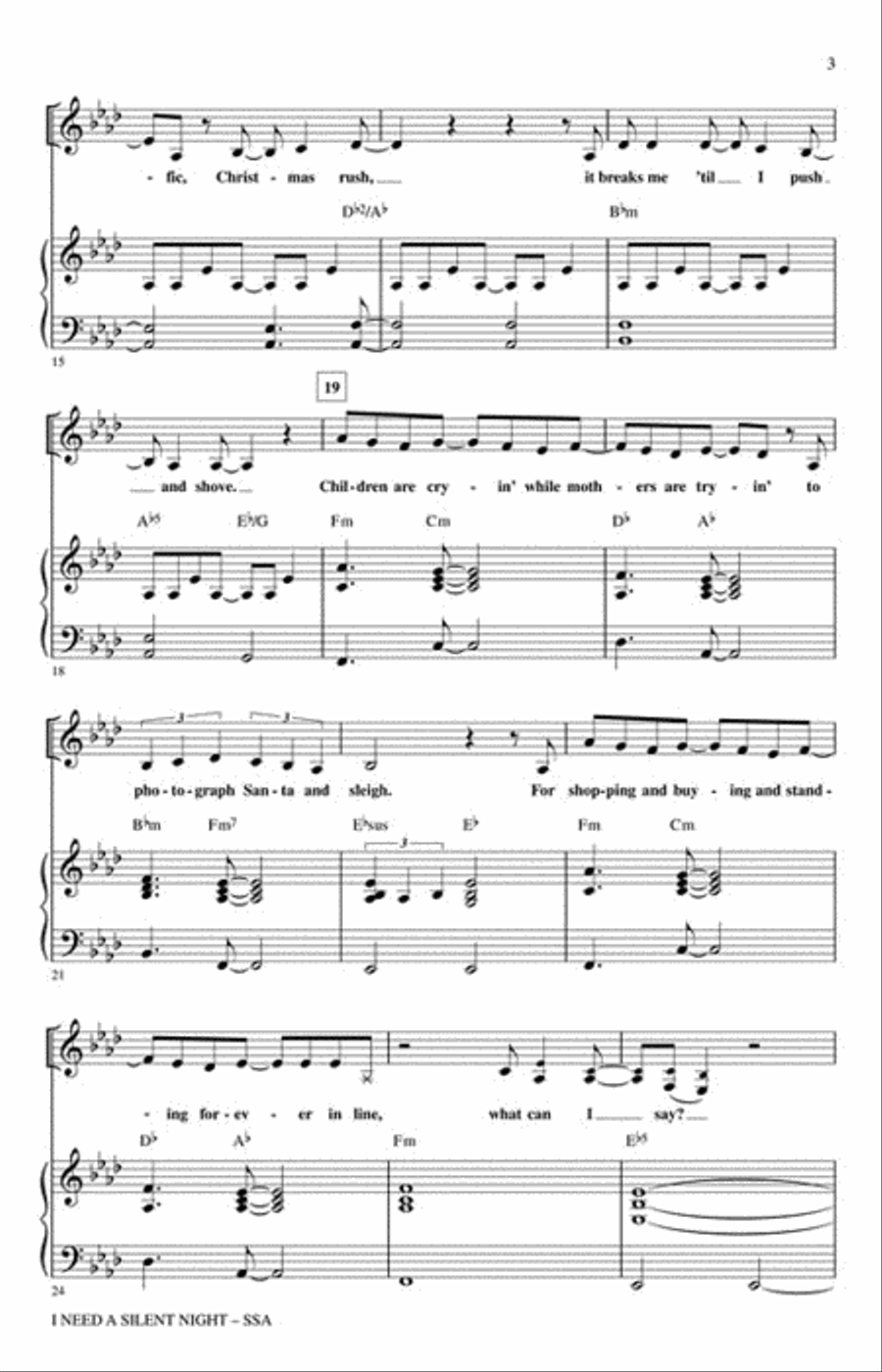 I Need a Silent Night SSA scores gallery preview page 3