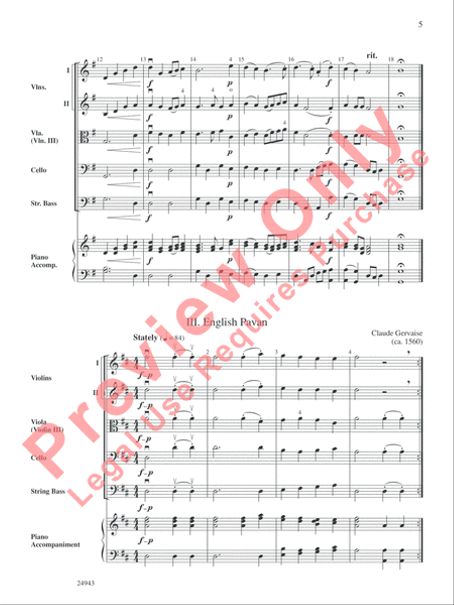 Musik of Shakespeare's Daye String Orchestra scores gallery preview page 6
