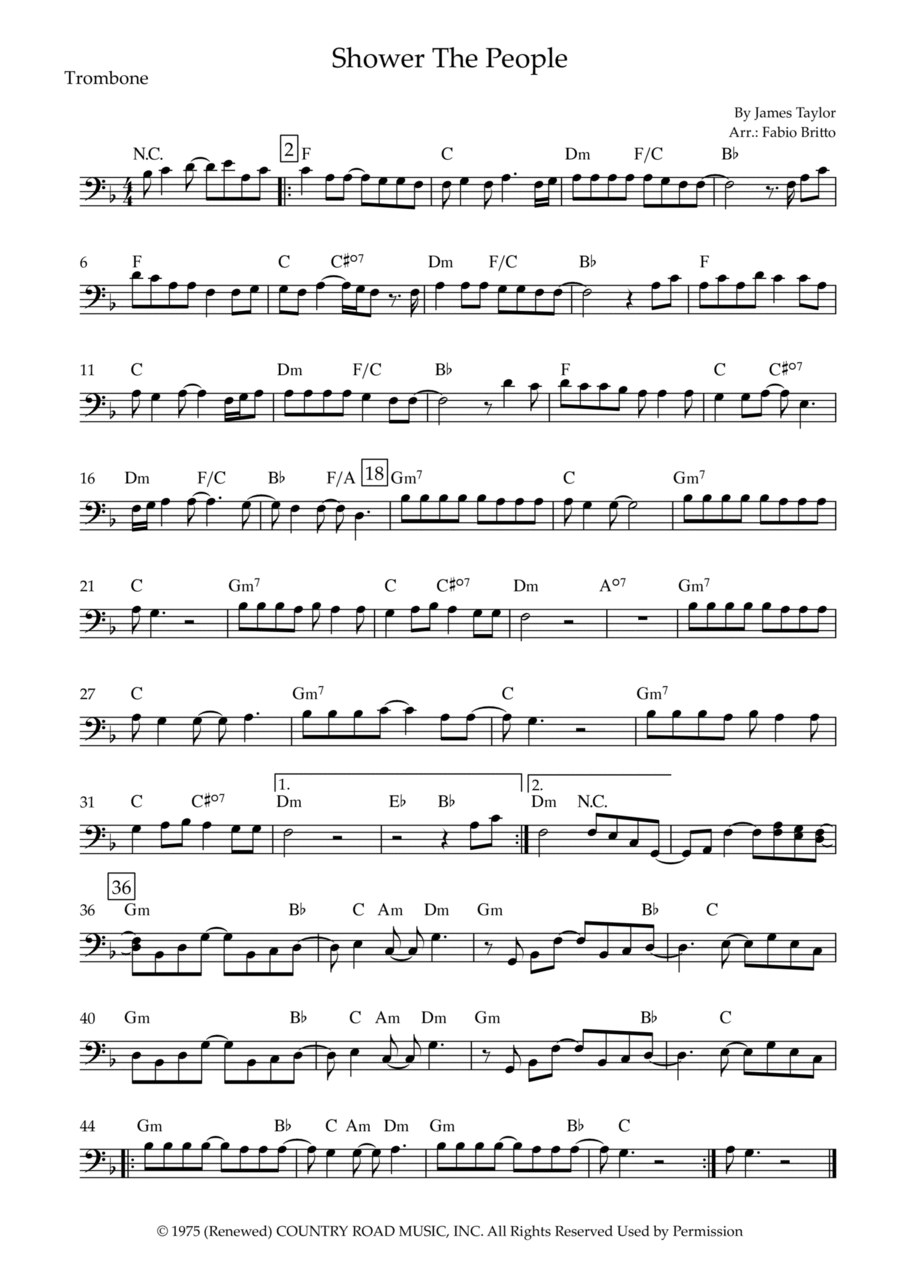 Shower The People Trombone Solo scores gallery preview page 1