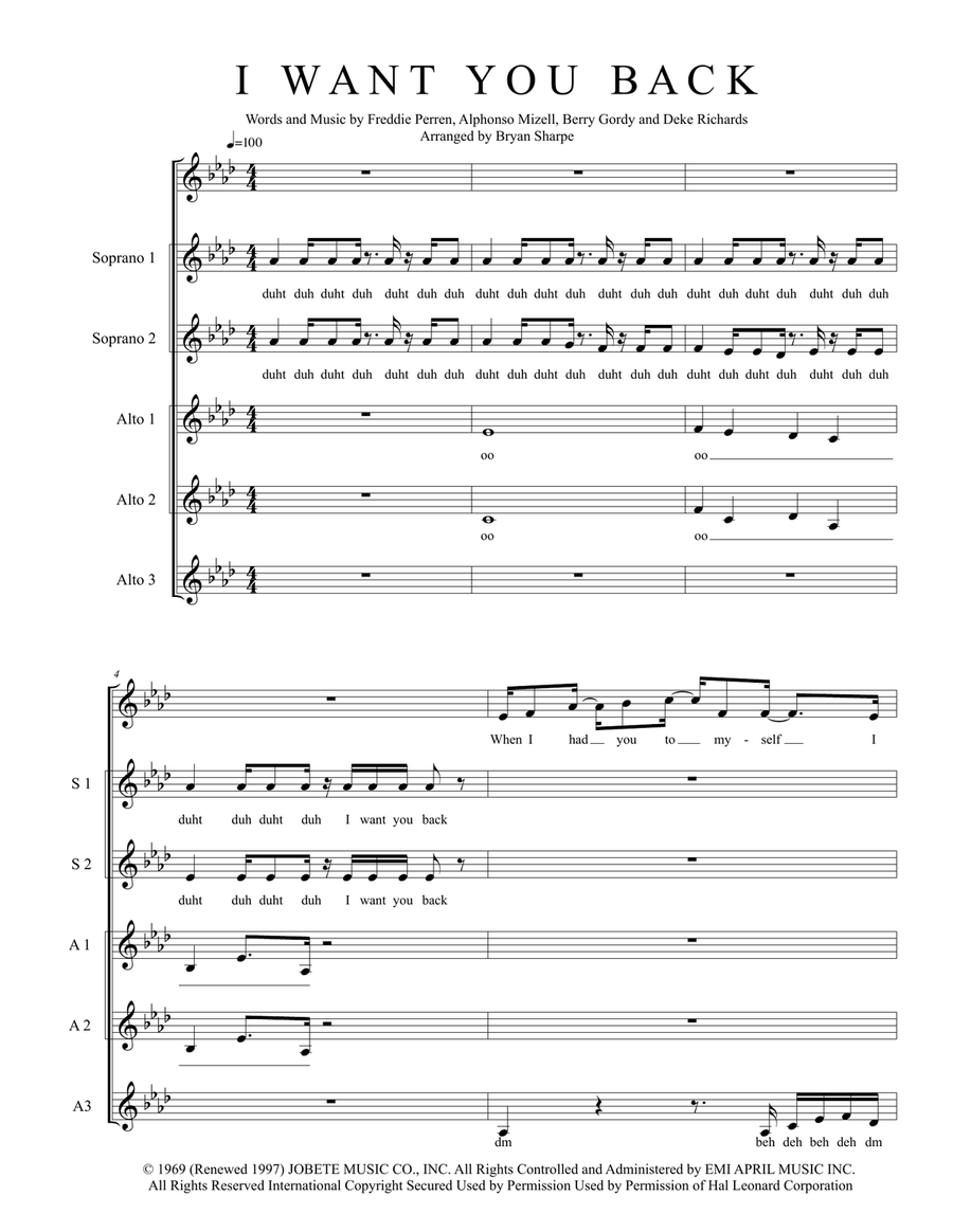 I Want You Back SSAA scores gallery preview page 1