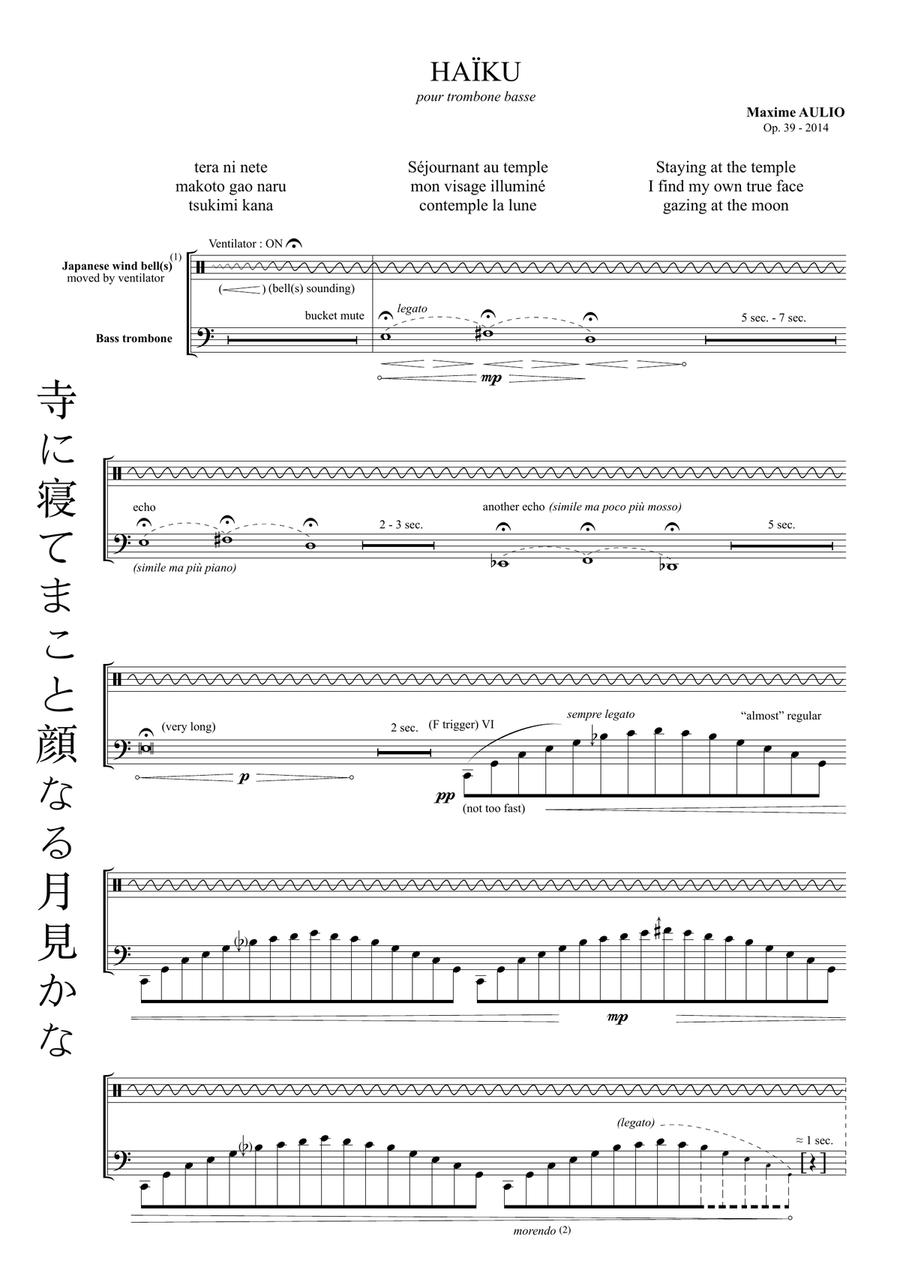 Haiku, for bass trombone Bass Trombone scores gallery preview page 2