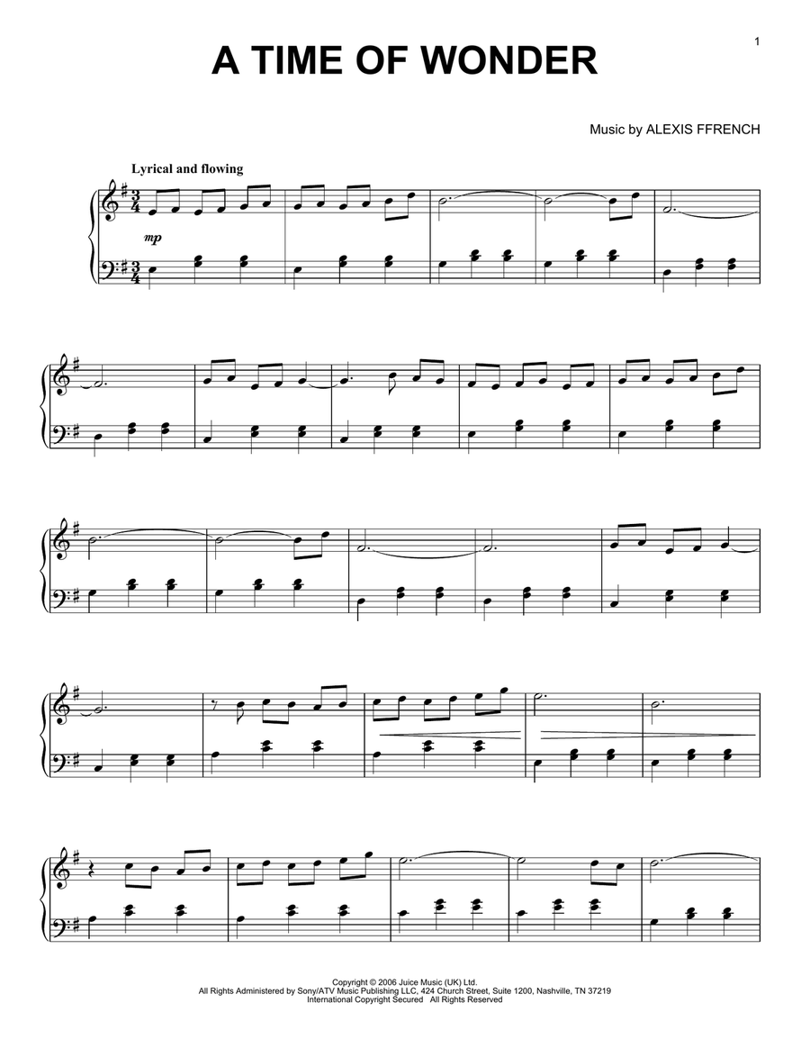 A Time Of Wonder Piano Solo scores gallery preview page 1