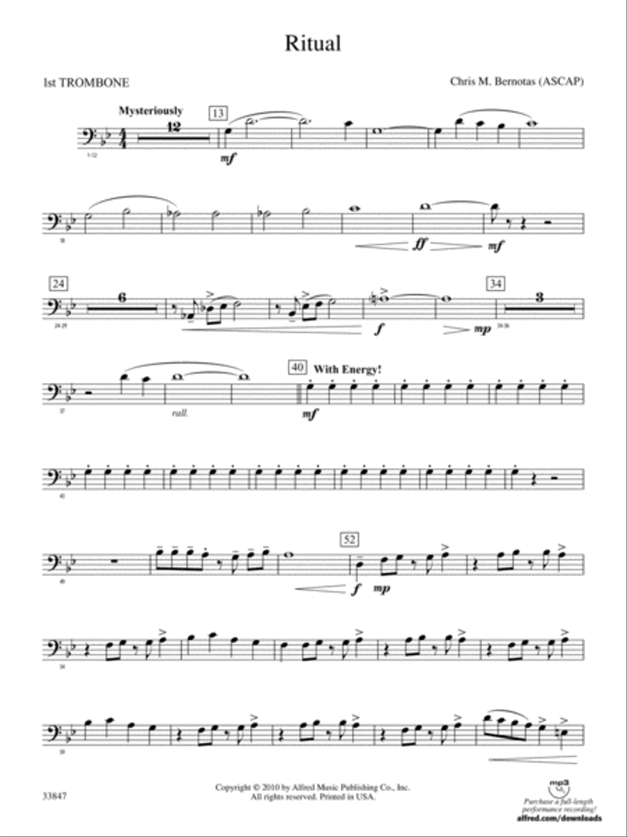 Ritual: 1st Trombone Concert Band scores gallery preview page 1