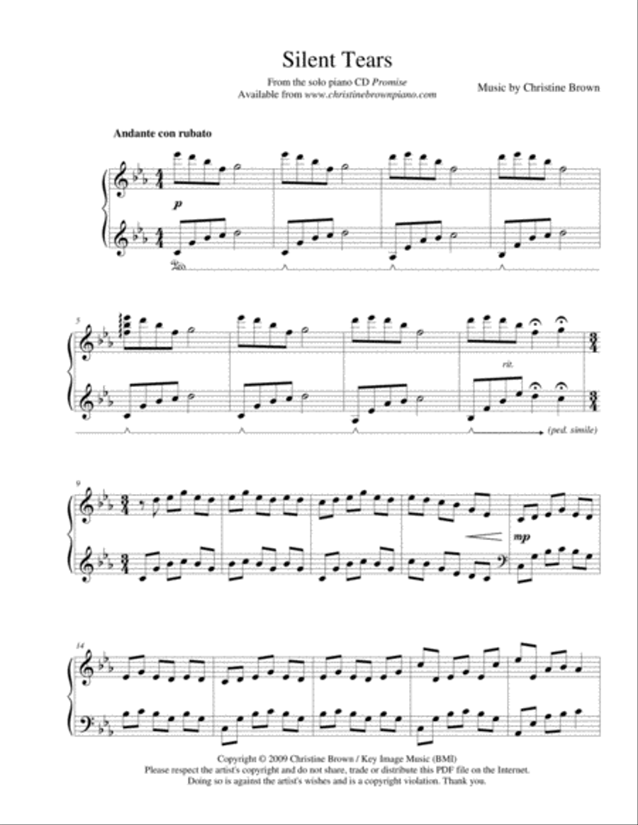 Silent Tears Piano Solo scores gallery preview page 2
