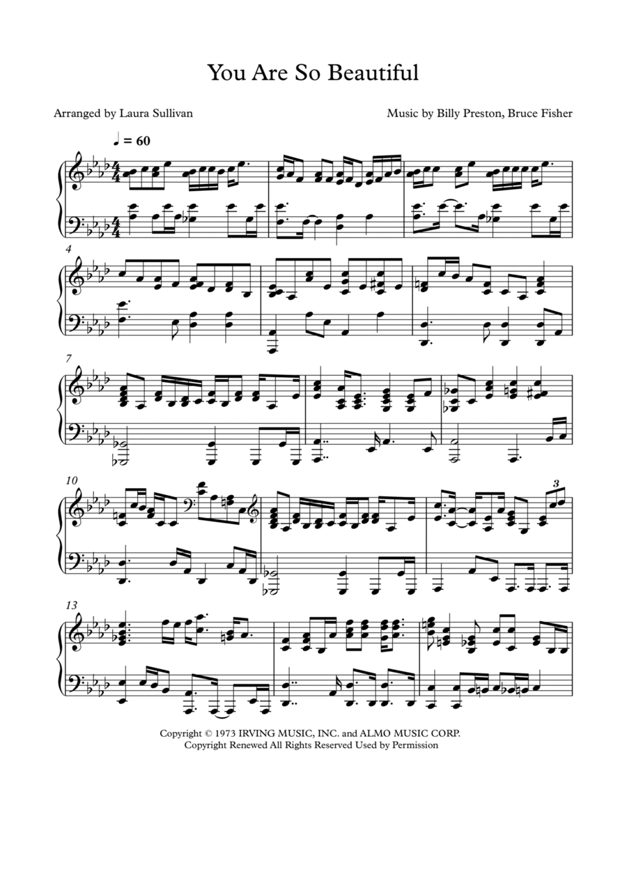 You Are So Beautiful Piano Solo scores gallery preview page 1