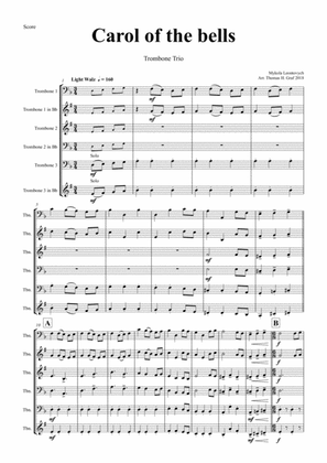 Book cover for Carol of the Bells - Pentatonix style - Trombone Trio
