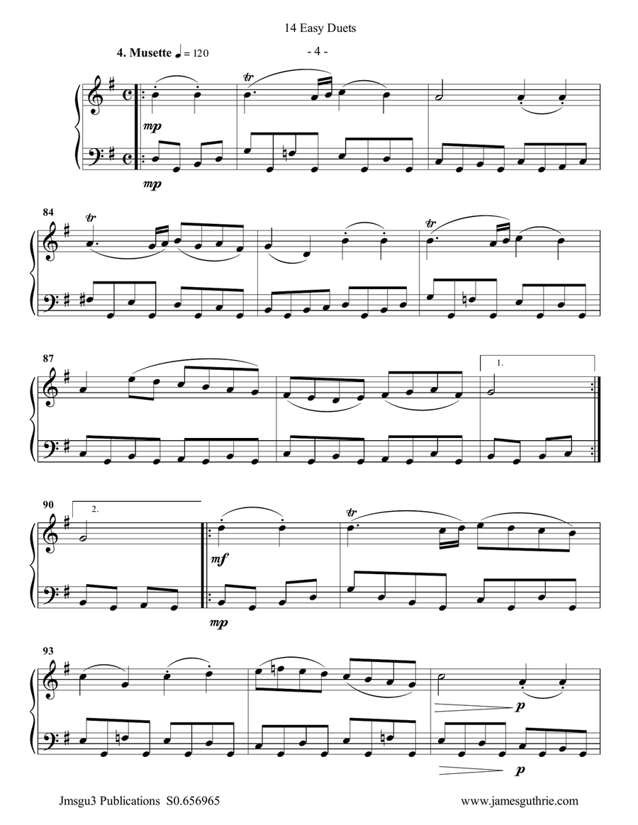Bach: 14 Easy Duets for Flute & Cello Flute scores gallery preview page 4