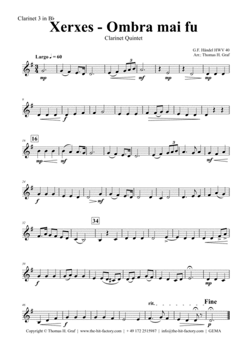 Xerxes Largo - Ombra mai fu - Clarinet Quintet image number null