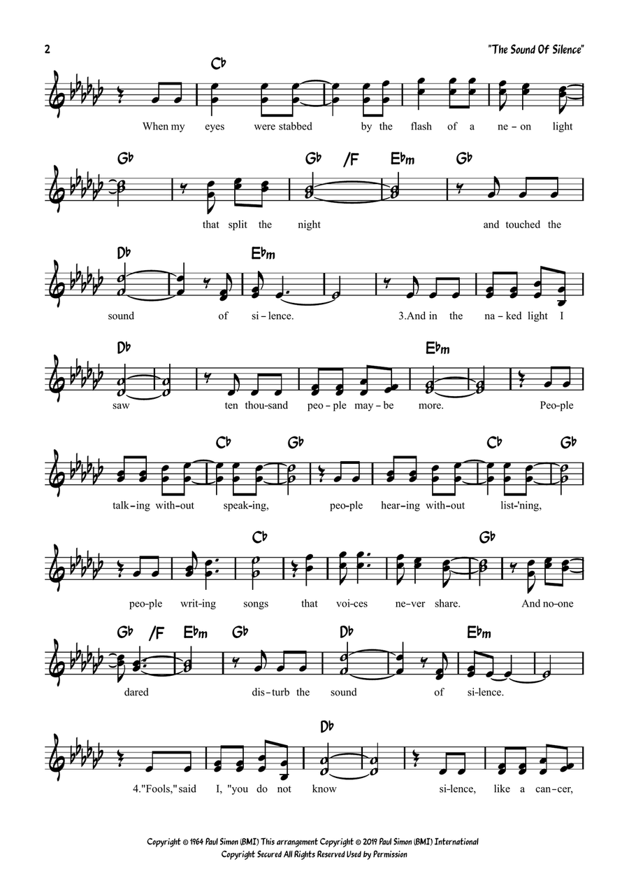 The Sound Of Silence Piano scores gallery preview page 2