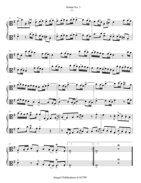 Loeillet: Sonata No. 3 for Viola Duo image number null