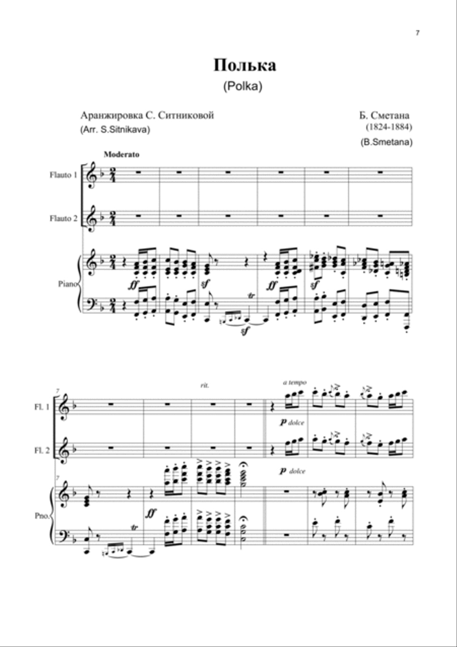 S. Sitnikava: Concert Pieces for two Flutes and Piano image number null
