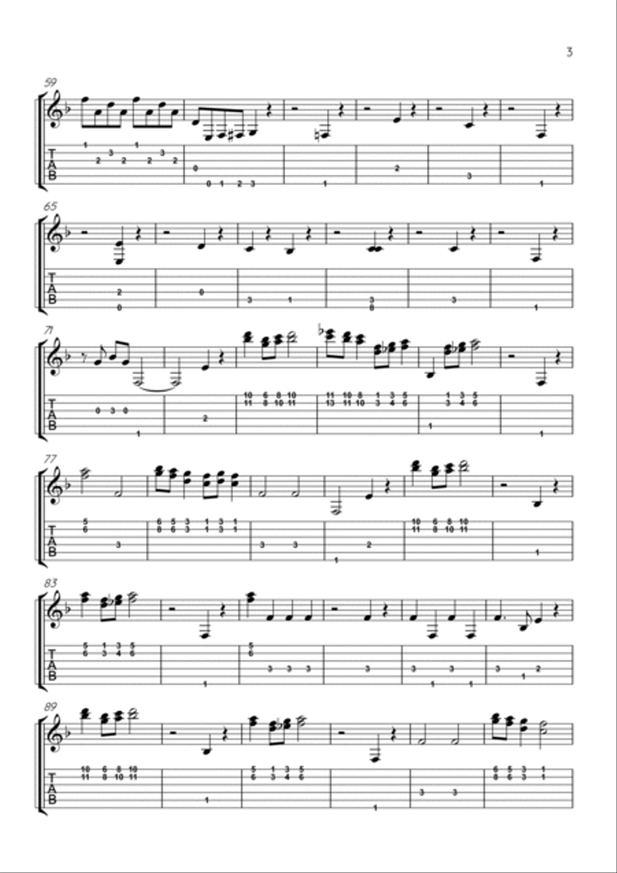 Butterfly Guitar Tablature scores gallery preview page 3