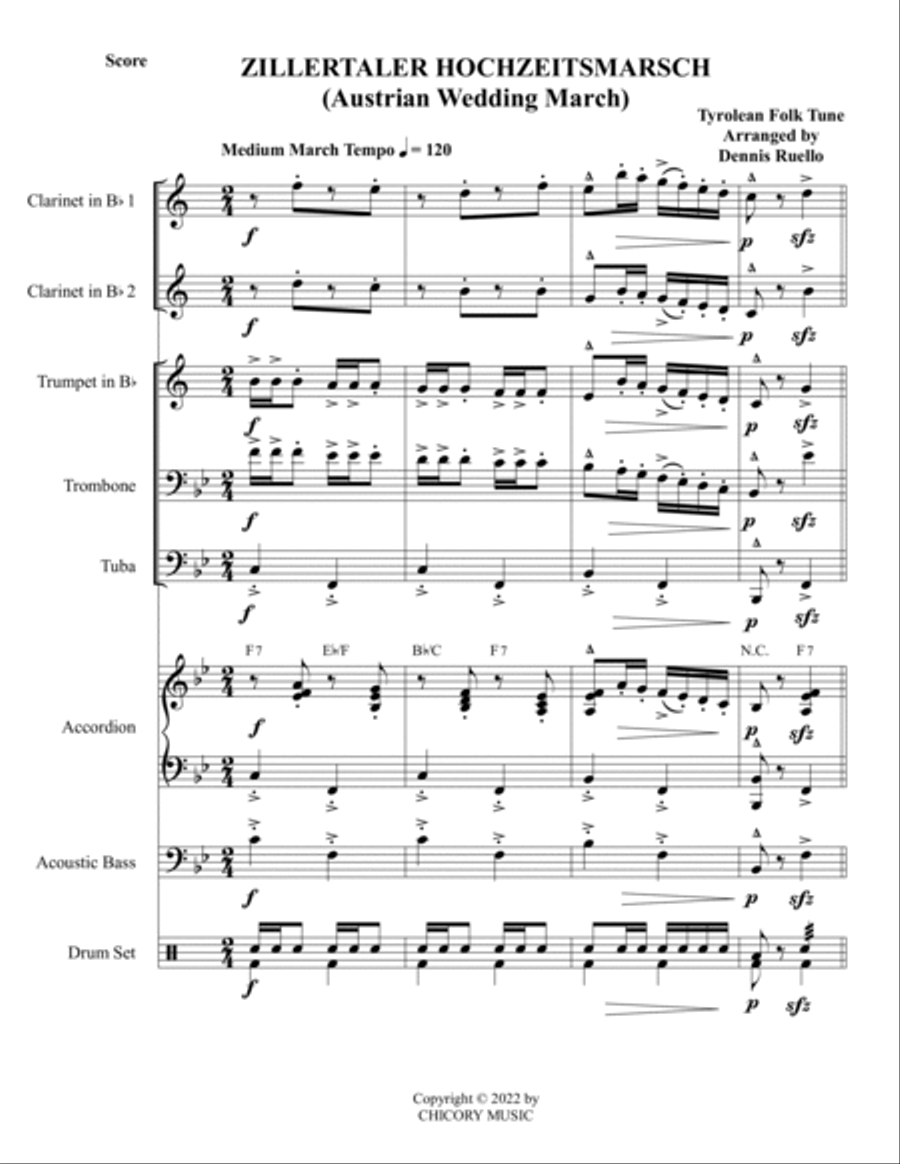 ZILLERTALER HOCHZEITMARSH ( Austrian Wedding March) - Oktoberfest B-Flat Clarinet scores gallery preview page 2