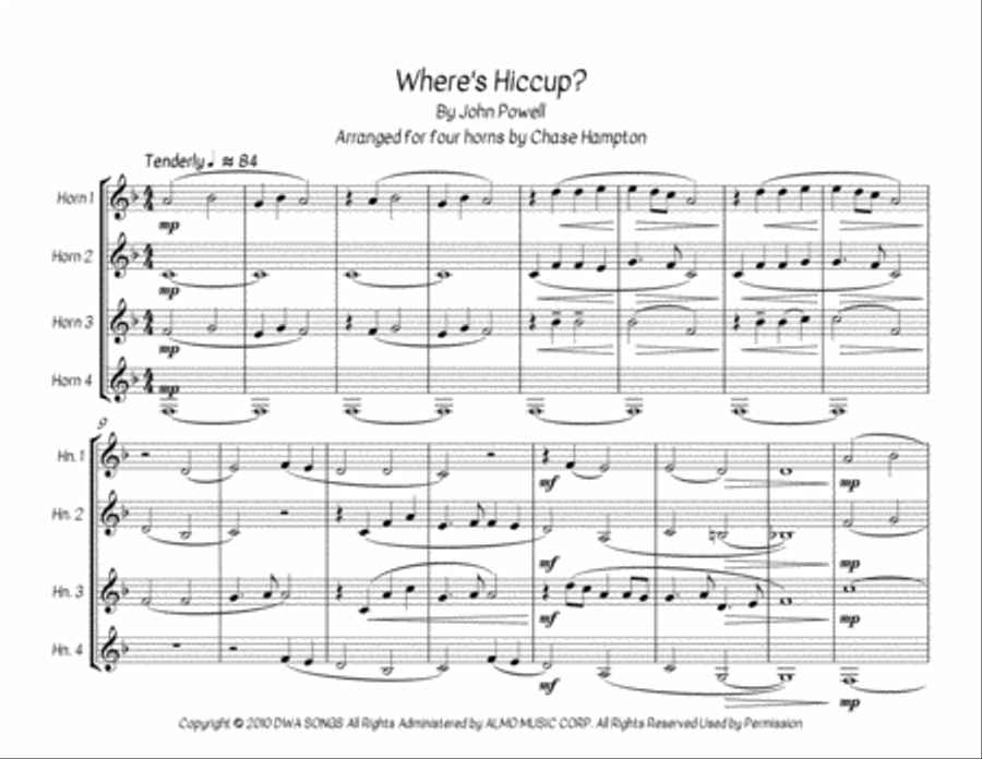 Where's Hiccup? Brass Ensemble scores gallery preview page 1