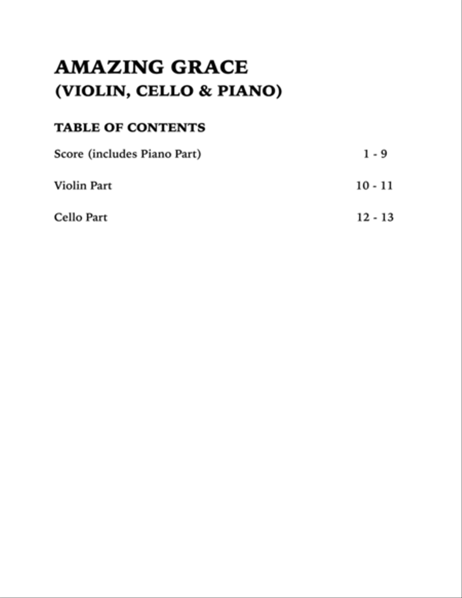 Amazing Grace (Piano Trio): Violin, Cello and Piano Piano Trio scores gallery preview page 4