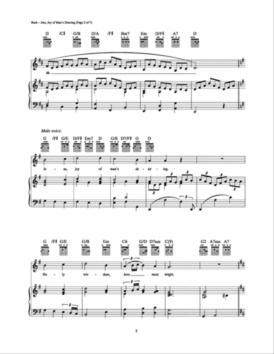 Jesu, Joy of Man's Desiring Piano, Vocal, Guitar scores gallery preview page 2