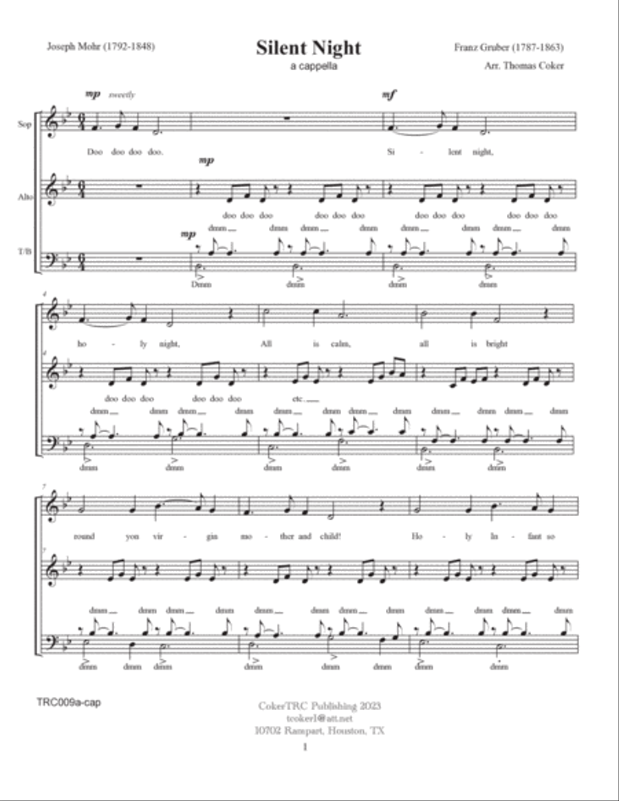 Silent Night a cappella 4-Part scores gallery preview page 3