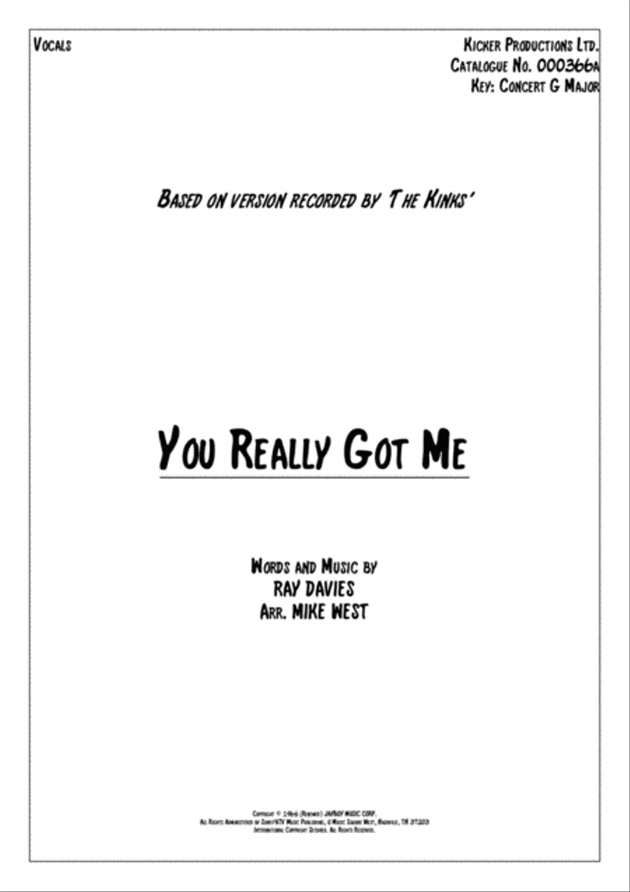 You Really Got Me You Really Got Me Voice Solo scores gallery preview page 1
