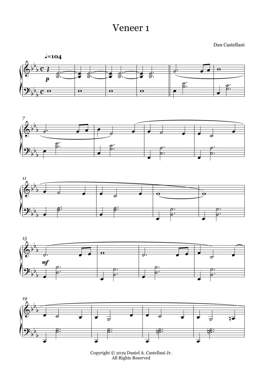 Veneers Veneers Piano Solo scores gallery preview page 1