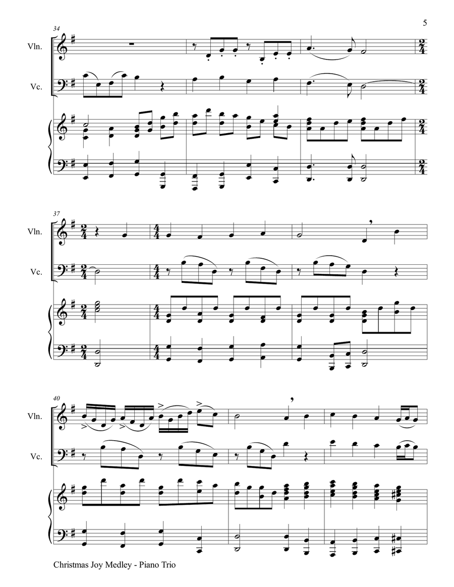 CHRISTMAS PIANO TRIOS, 5 Piano Trios (Violin, Cello & Piano with Score/Parts) Piano Trio scores gallery preview page 6