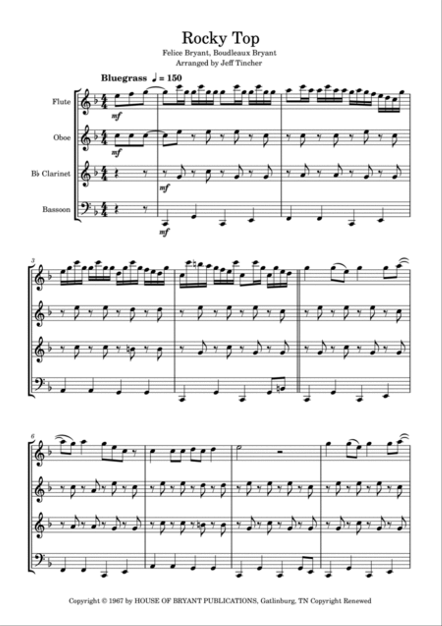 Rocky Top Woodwind Quartet scores gallery preview page 2