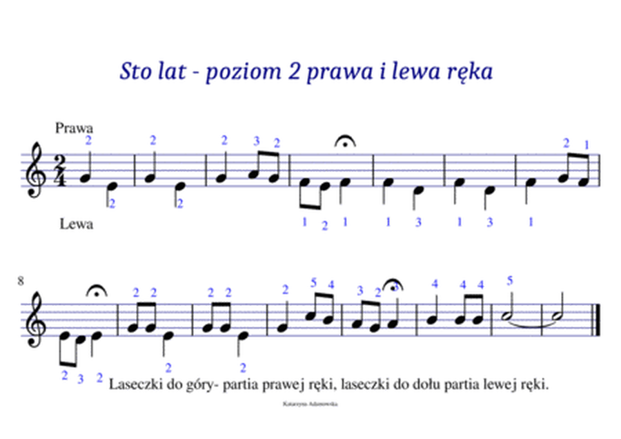 Sto lat poziom drugi piano- one hundred years level two easy image number null