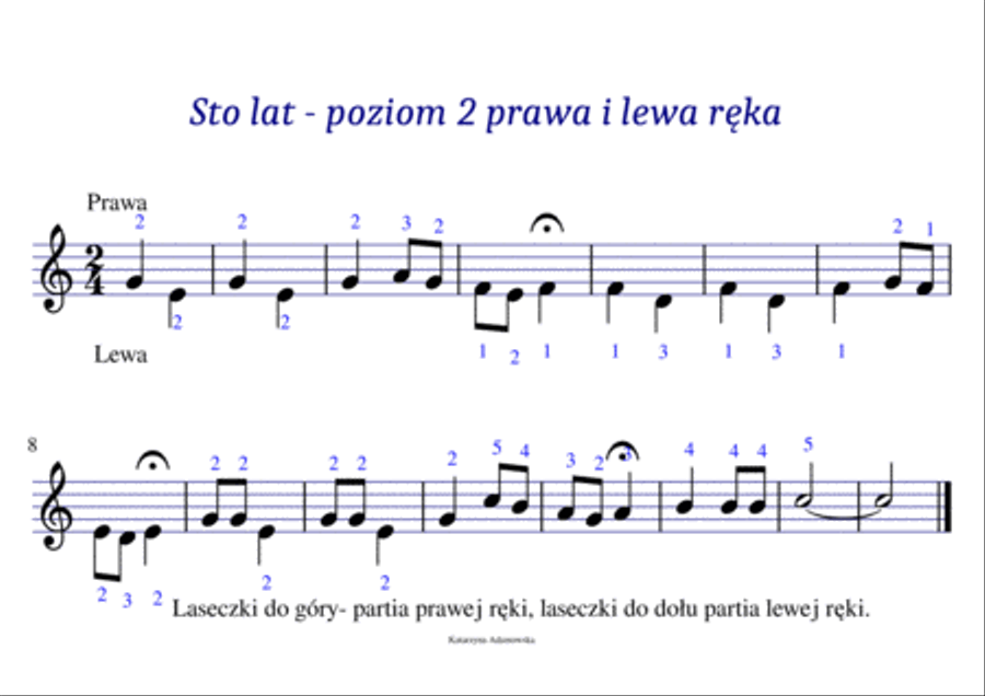 Sto lat poziom drugi piano- one hundred years level two easy Piano Method scores gallery preview page 1