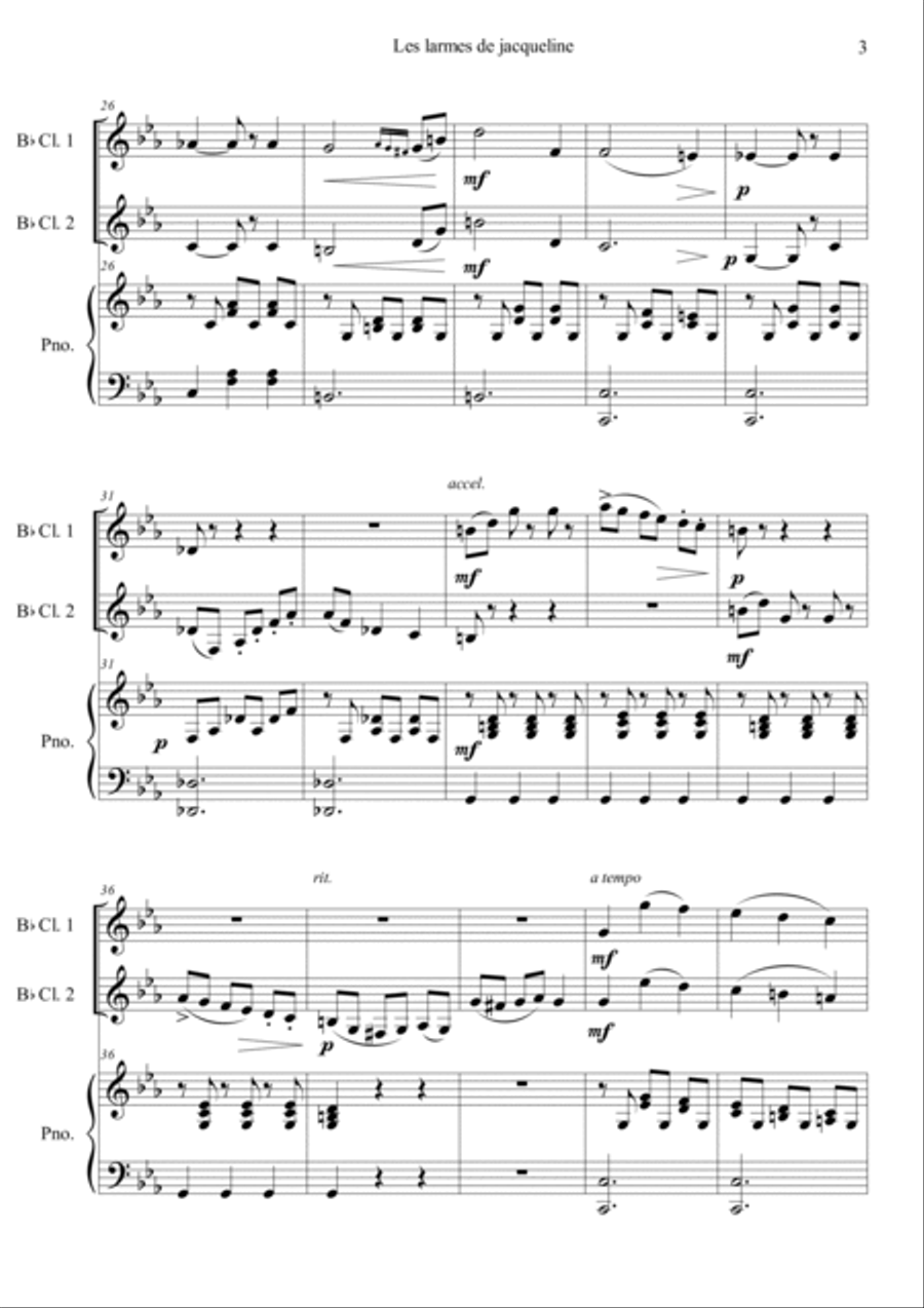Jacqueline's Tears Clarinet Duet scores gallery preview page 3