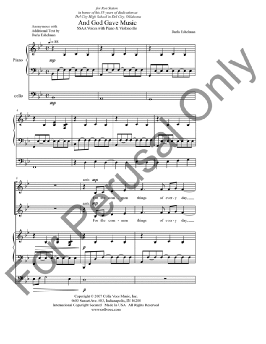And God Gave Music And God Gave Music SSAA scores gallery preview page 2