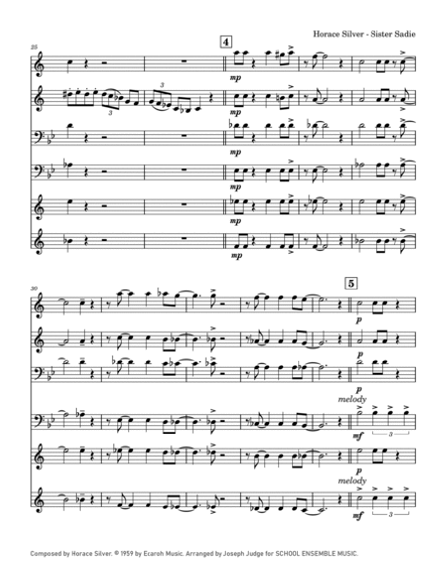 Sister Sadie Sister Sadie Brass Quartet scores gallery preview page 4