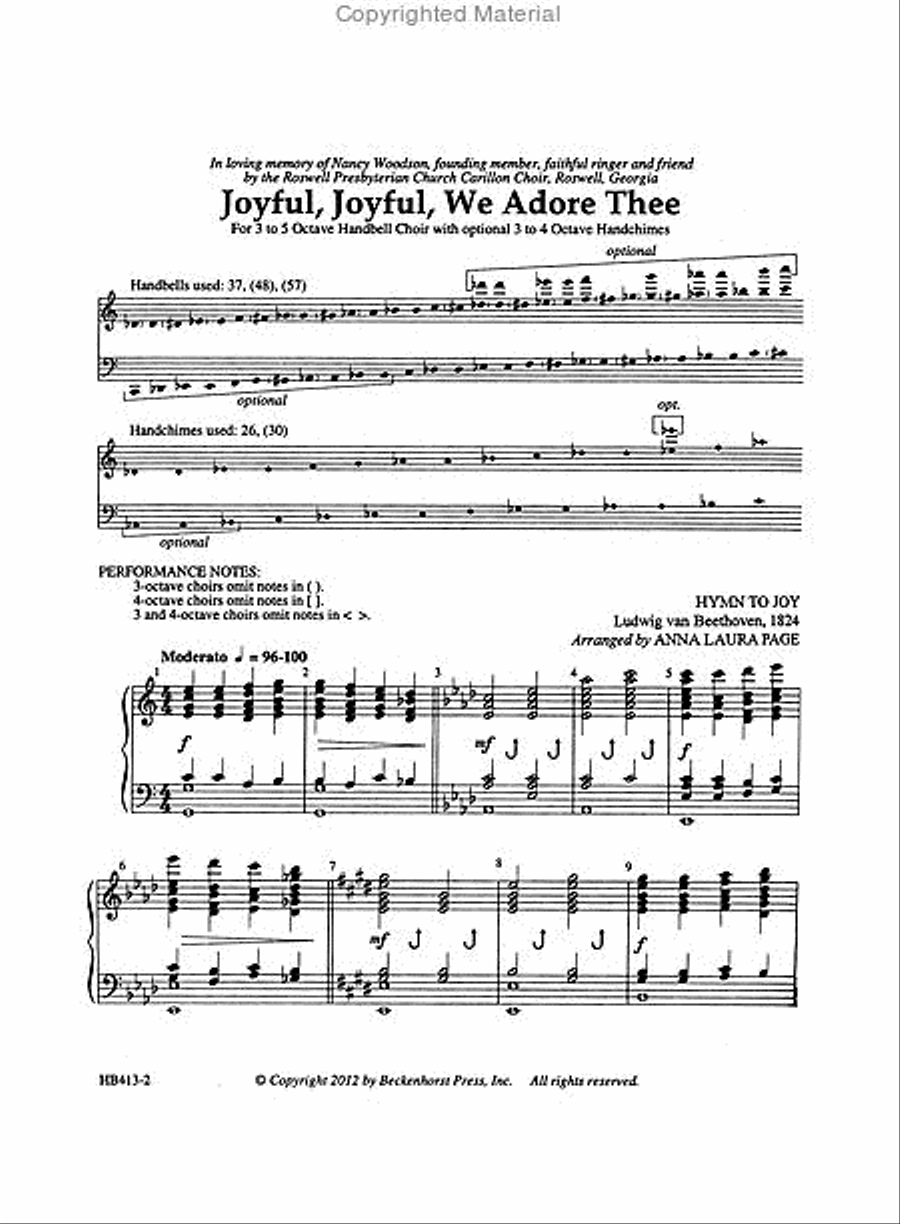 Joyful, Joyful, We Adore Thee 5-Octaves scores gallery preview page 2