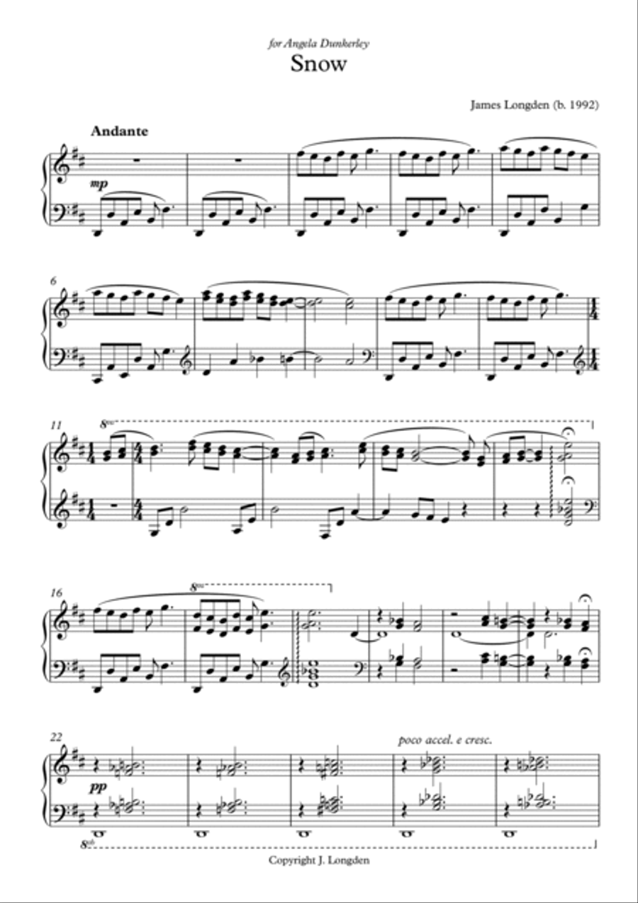 Snow Snow Piano Solo scores gallery preview page 2