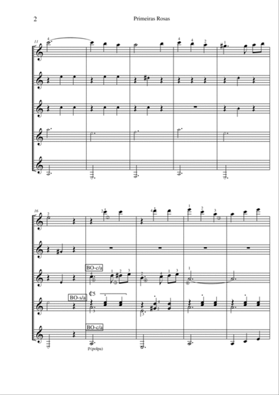 Primeiras Rosas (waltz) Guitar Ensemble scores gallery preview page 2