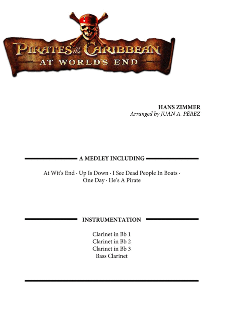 Pirates Of The Caribbean Clarinet Quartet scores gallery preview page 1