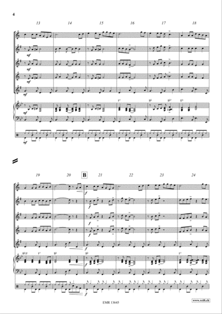 Shell' Be Coming Round The Mountain Saxophone Quintet scores gallery preview page 4