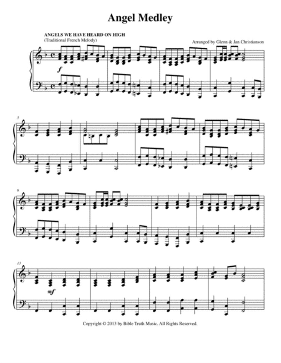 Angel Medley Piano Solo scores gallery preview page 1