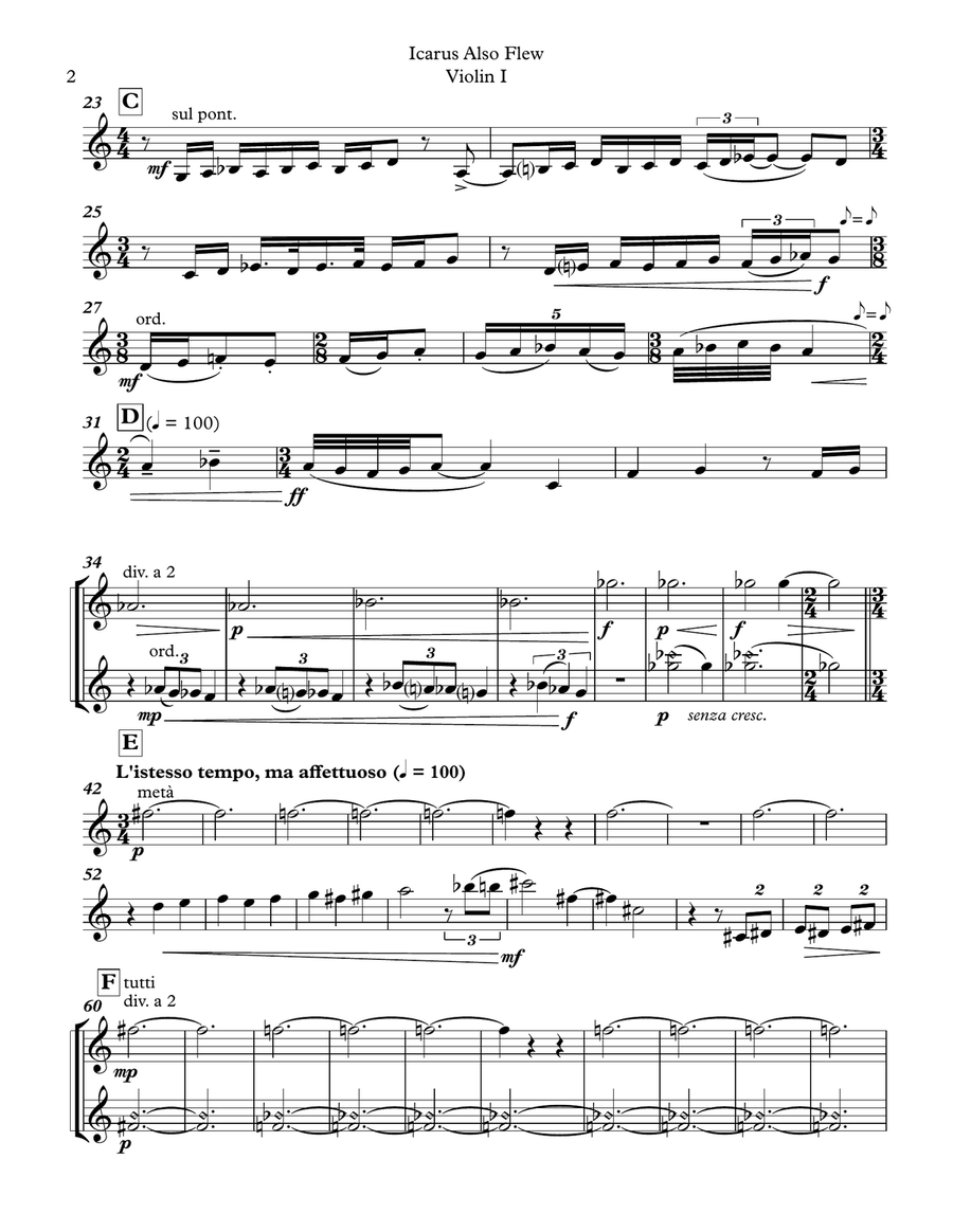 Icarus Also Flew: A Pairing with Beethoven's Symphony #5 - Violin I Violin Solo scores gallery preview page 2
