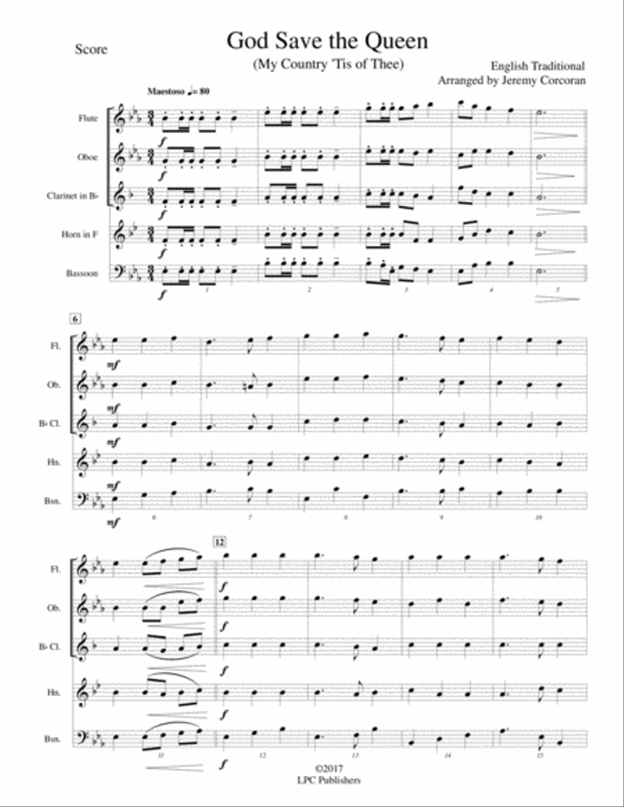 God Save the Queen (My Country Tis of Thee) Woodwind Quintet scores gallery preview page 3