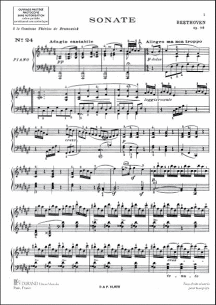 Sonate En Fa Diesis Majeur Op 78 N 24 Piano