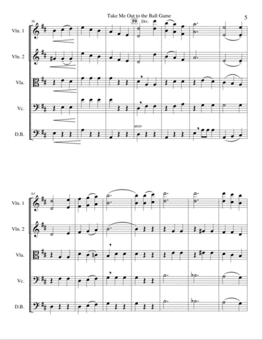 Take Me Out to the Ball Game for String Orchestra String Orchestra scores gallery preview page 6