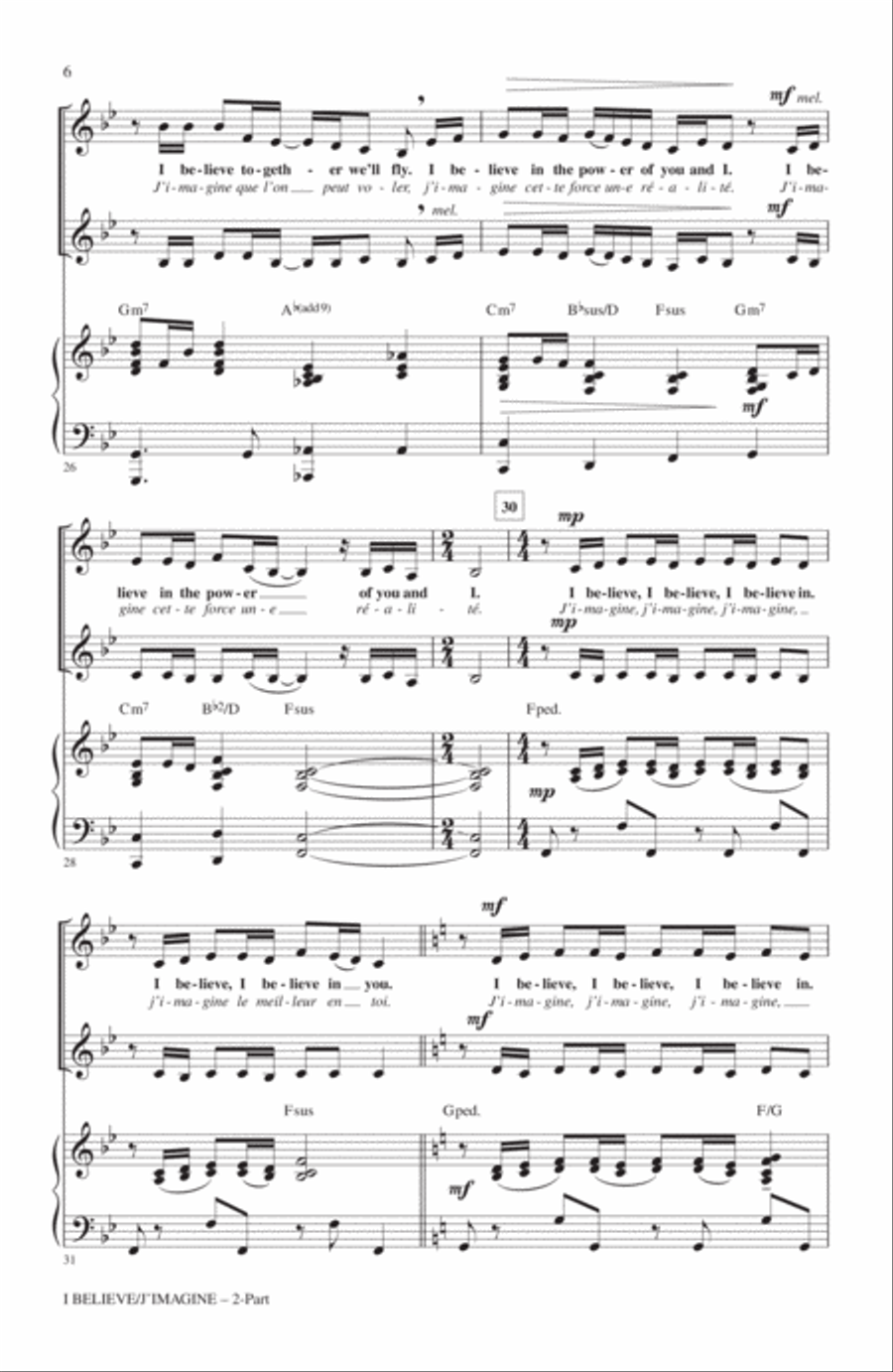 I Believe / J'Imagine 2-Part scores gallery preview page 5