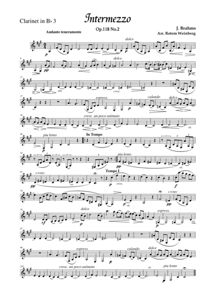 Intermezzo in A Op.118 No.2 (Clarinet Quintet) image number null