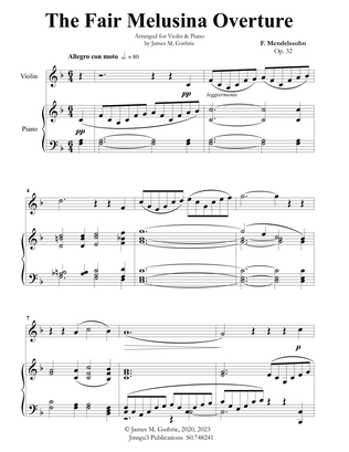 Mendelssohn: The Fair Melusina Overture, Op. 32 for Violin & Piano
