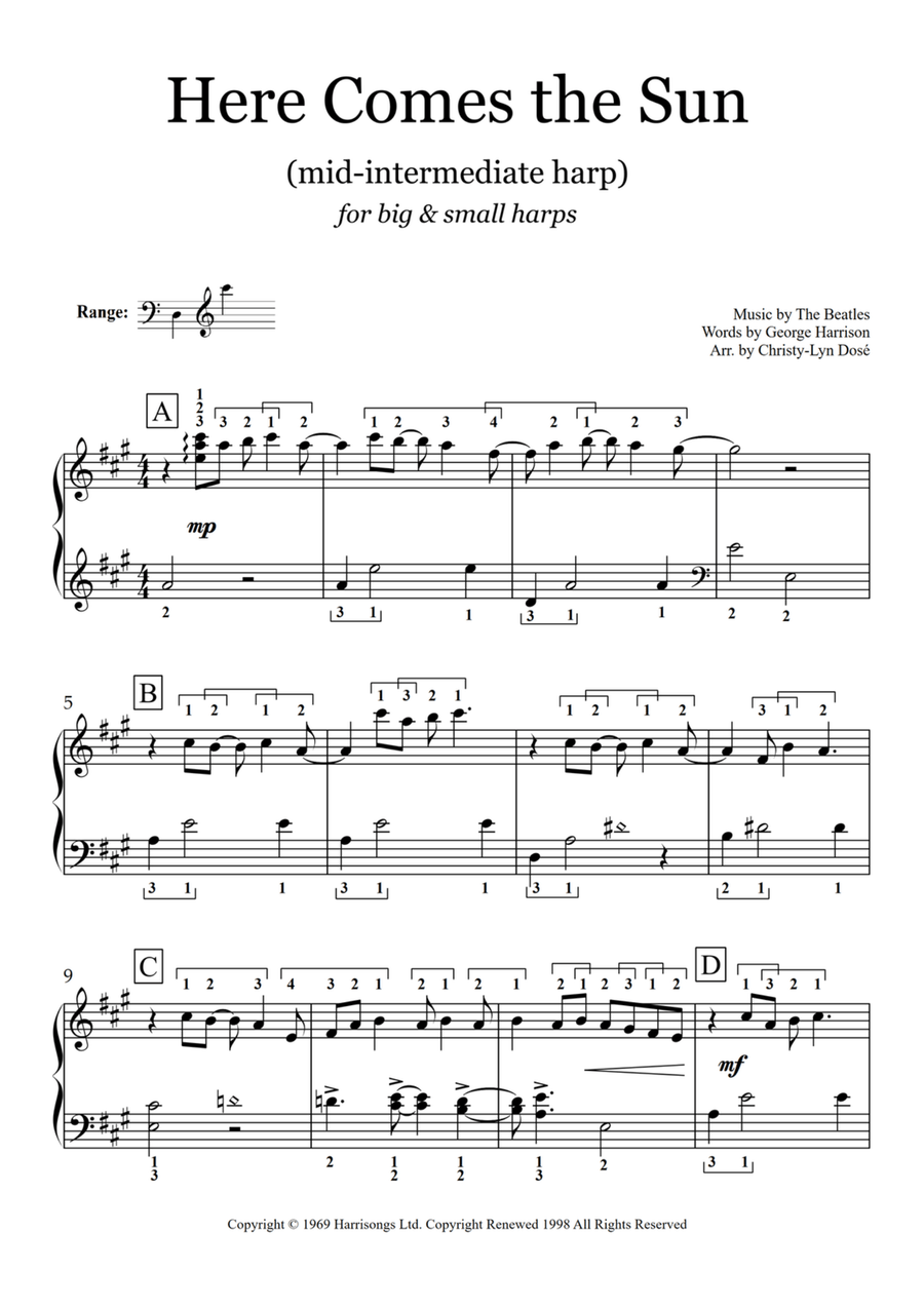 Here Comes The Sun Harp scores gallery preview page 2
