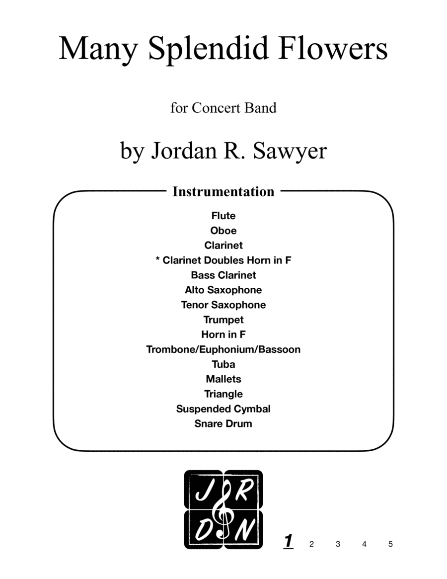 Many Splendid Flowers Concert Band scores gallery preview page 1